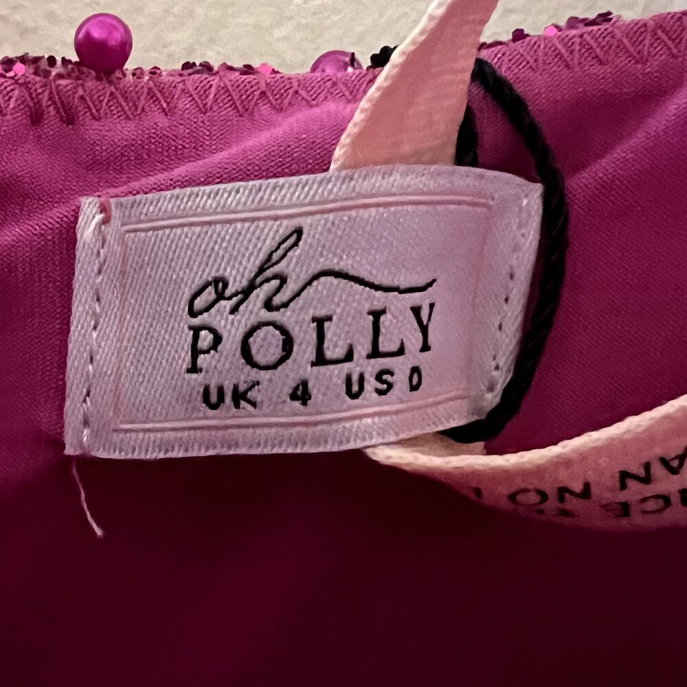 Oh Polly Mischa Embellished Sweetheart Neck Mini Dress Magenta Pink Size 0 New - Picture 7 of 9